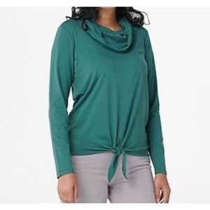 Anybody Women’s Cowl Neck Front Tie Shirt